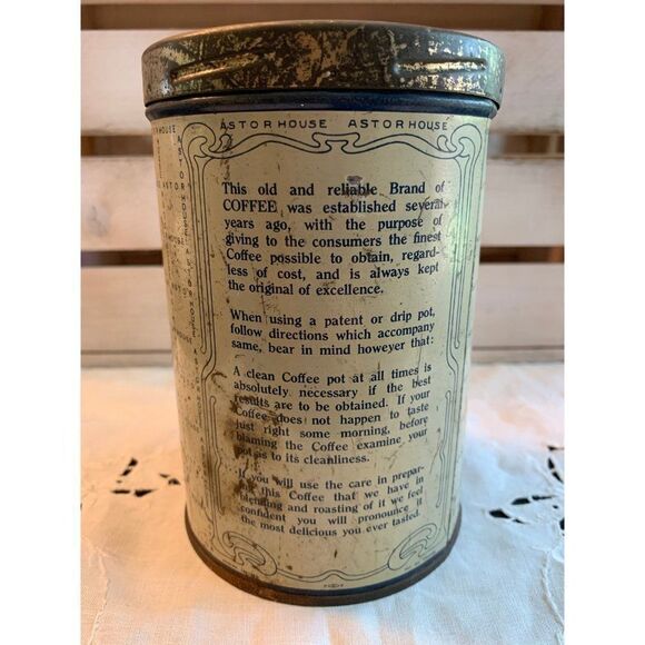 RARE - ASTOR HOUSE Brand Coffee Tin Abbott Grocery - Picture 2 of 2
